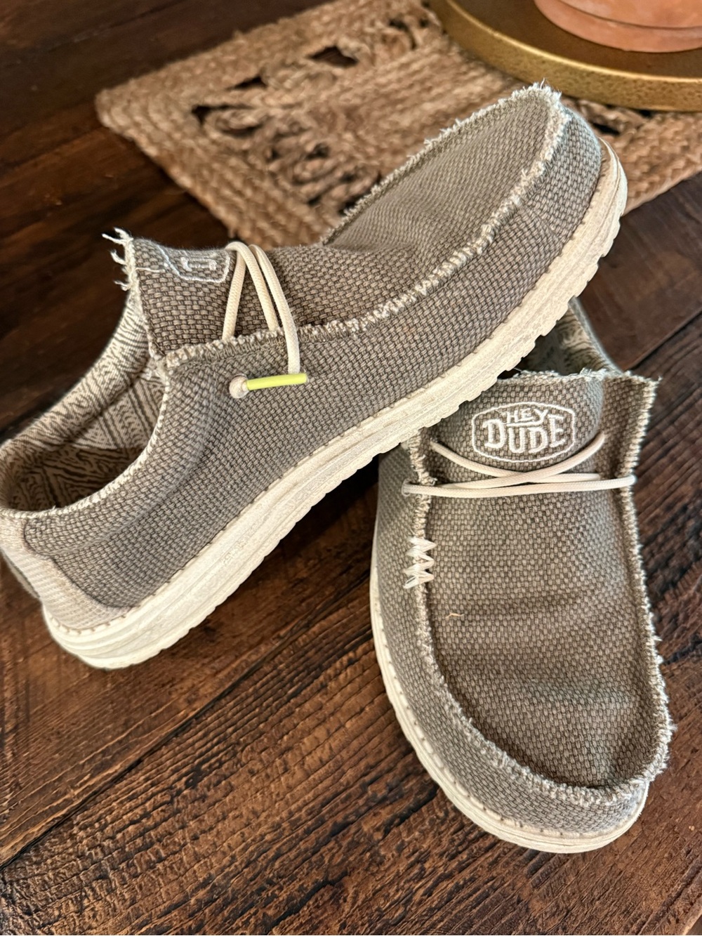 Hey Dude Men's Taupe Canvas Slip-On Loafers
